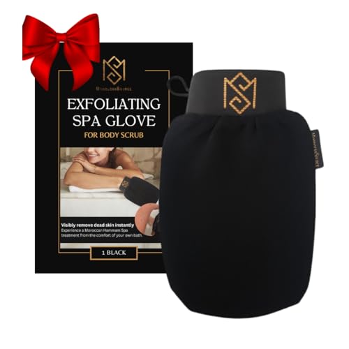 Exfoliating Glove Kessa Mitt Body Scrubber  Dead Skin Remover Shower Glove for Dead Skin Scrubbing and Deep Pore Cleansing  by MoroccanSource 1 Pack Black